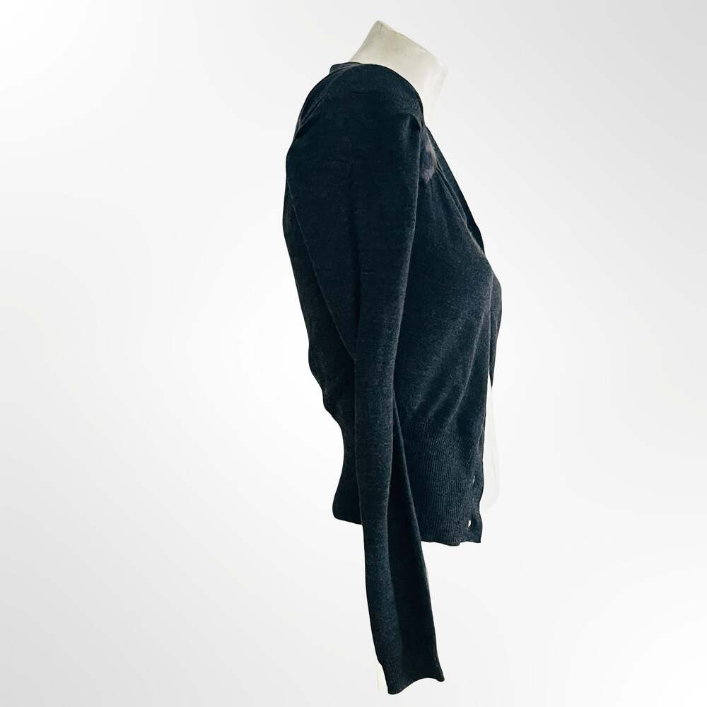Gray Flower Applique Cardigan Sweater Womens Size S Y2K - Picture 6 of 10
